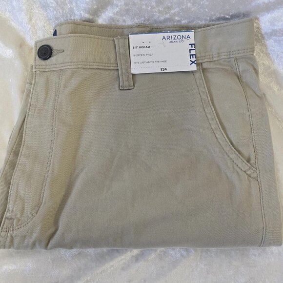 Men's Shorts Arizona Flex Surfer Prep Flat Front Solid size 42 NEW - Picture 3 of 3